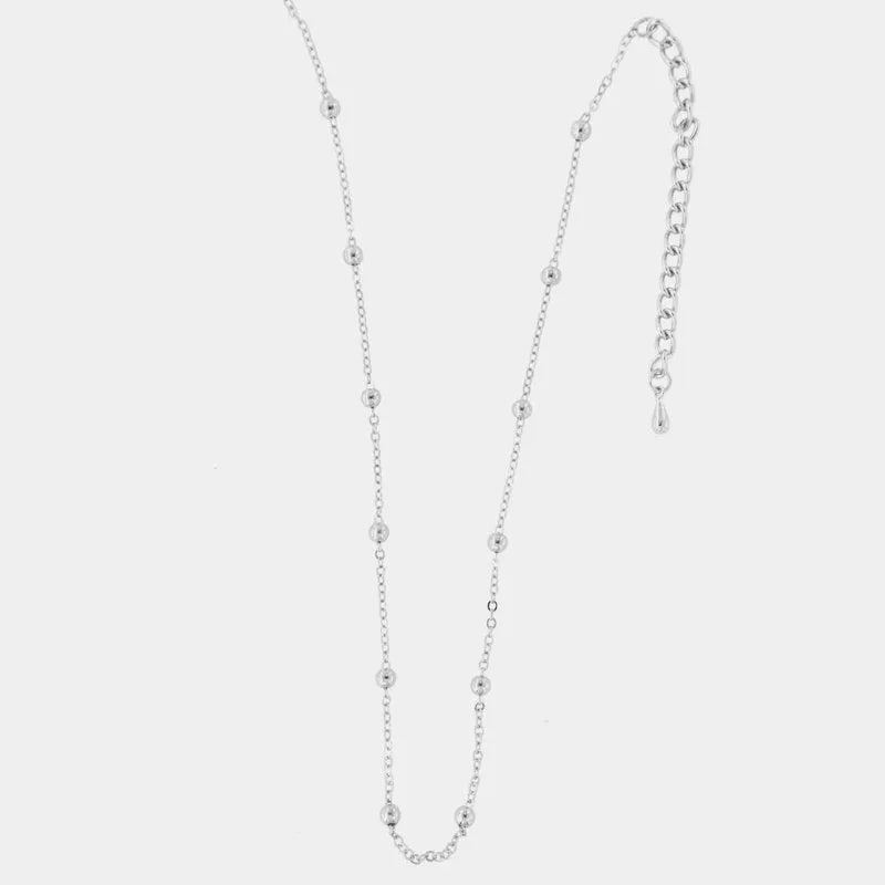 Long Chain Metal Necklace with Beads