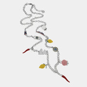 Collana in Metallo con charms ispirati all'isola di capri, impreziositi da smalti colorati e cristalli