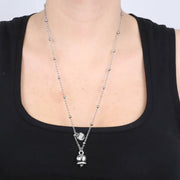 Collana in Metallo con campanella portafortuna pendente, impreziosita da cristalli