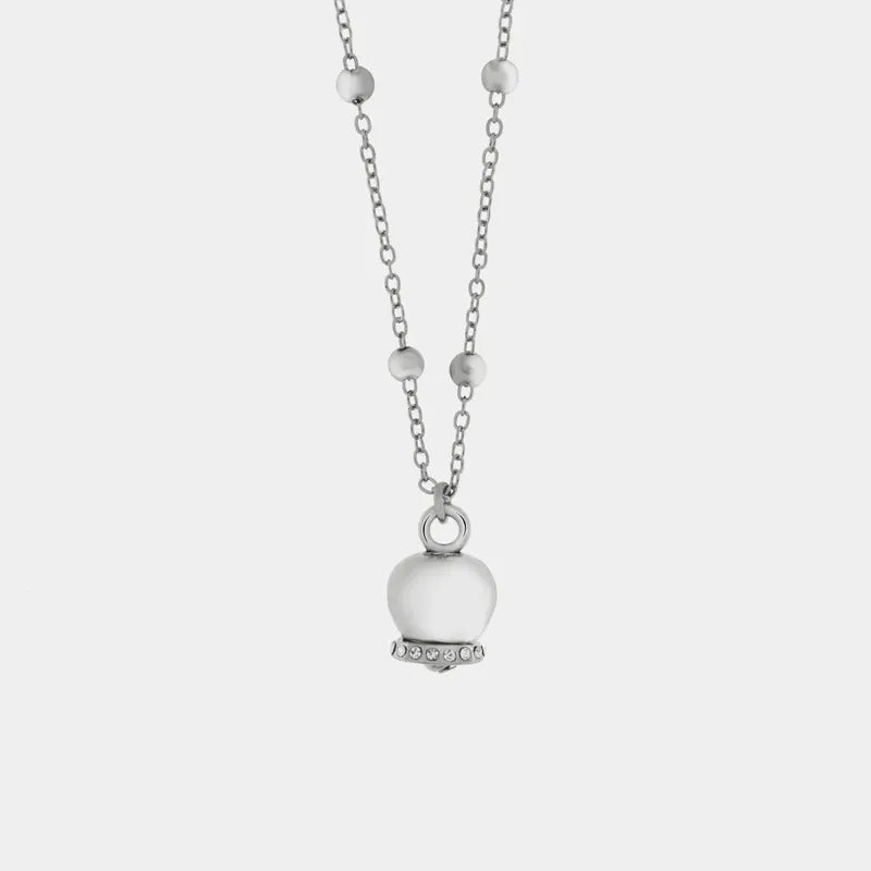 Collana in Metallo con campanella portafortuna pendente, impreziosita da cristalli