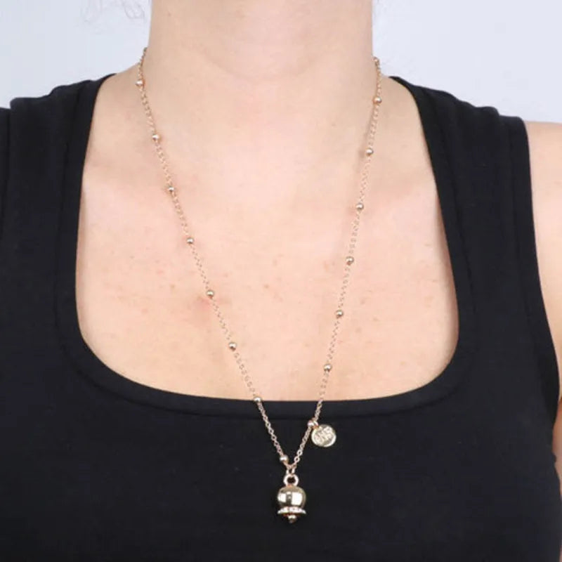 Collana in Metallo con campanella portafortuna pendente, impreziosita da cristalli - BYSIMON gioielli