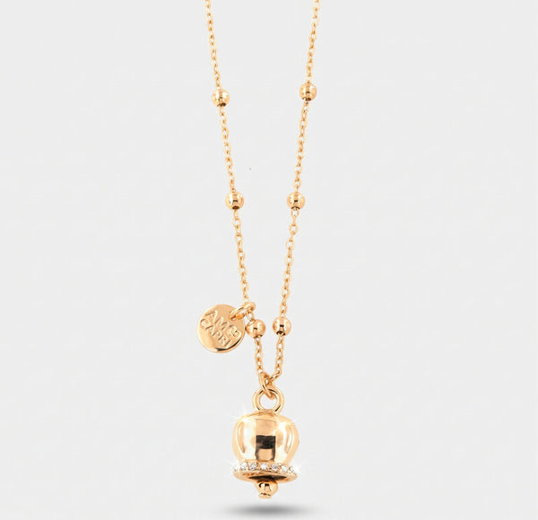 Collana in Metallo con campanella portafortuna pendente, impreziosita da cristalli - BYSIMON gioielli