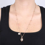Collana in Metallo con campanella portafortuna pendente, impreziosita da cristalli - BYSIMON gioielli