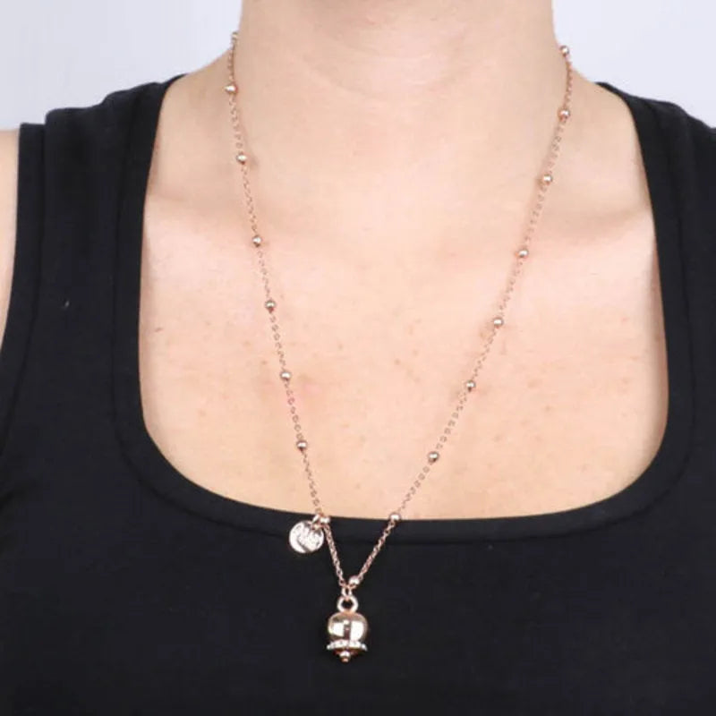 Collana in Metallo con campanella portafortuna pendente, impreziosita da cristalli - BYSIMON gioielli