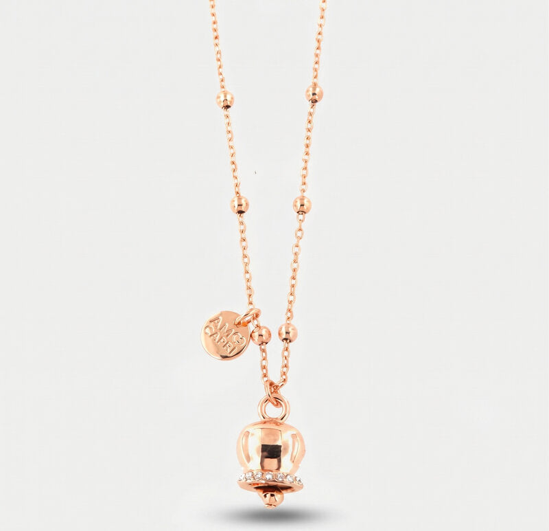 Collana in Metallo con campanella portafortuna pendente, impreziosita da cristalli - BYSIMON gioielli