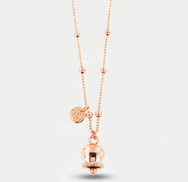 Collana in Metallo con campanella portafortuna pendente, impreziosita da cristalli - BYSIMON gioielli