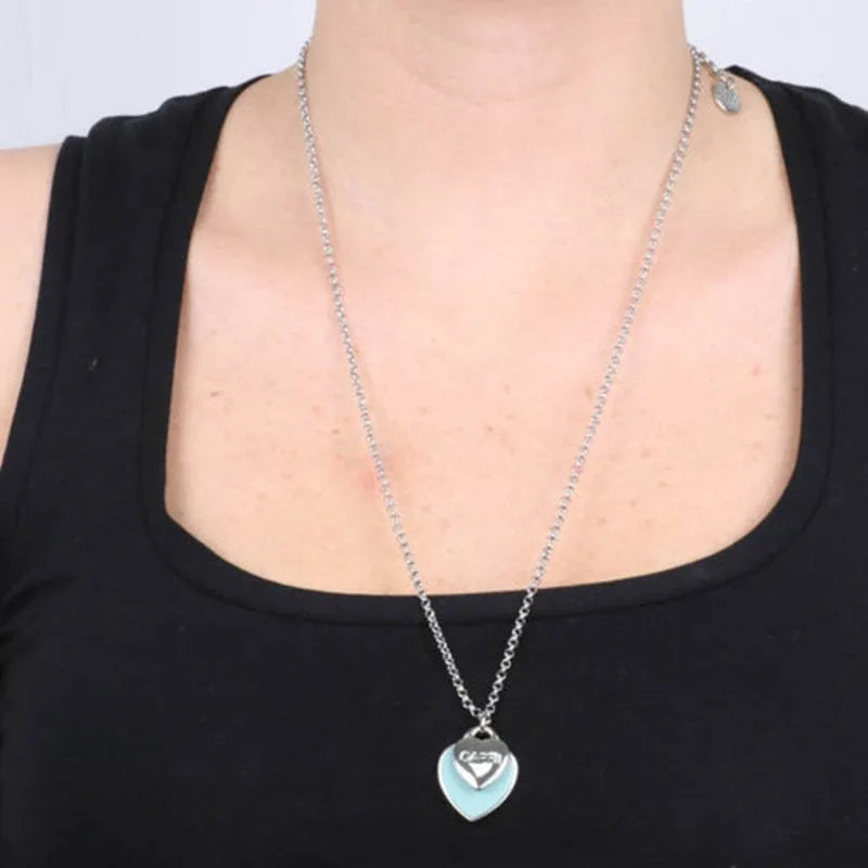 Collana in Metallo con cuore pendente in smalto verde - BYSIMON gioielli