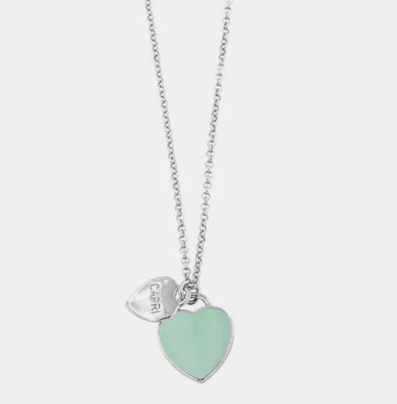 Collana in Metallo con cuore pendente in smalto verde - BYSIMON gioielli