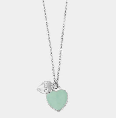 Collana in Metallo con cuore pendente in smalto verde - BYSIMON gioielli