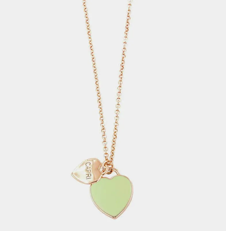 Collana in Metallo con cuore pendente in smalto verde