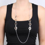 Collana in Metallo lunga con ovali bicolore