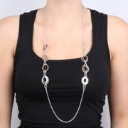 Collana in Metallo lunga con ovali bicolore