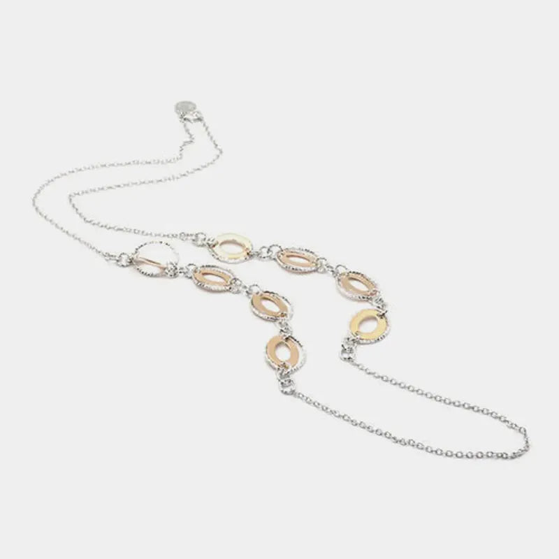 Collana in Metallo lunga con ovali bicolore