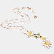 Collana in Metallo con margherita pendente impreziosita da smalti colorati