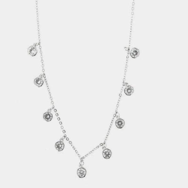 Choker necklace in metal with dangling crystals