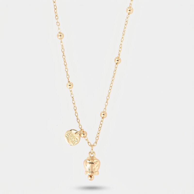 Collana in Metallo con campanella portafortuna pendente, impreziosita da cristalli - BYSIMON gioielli