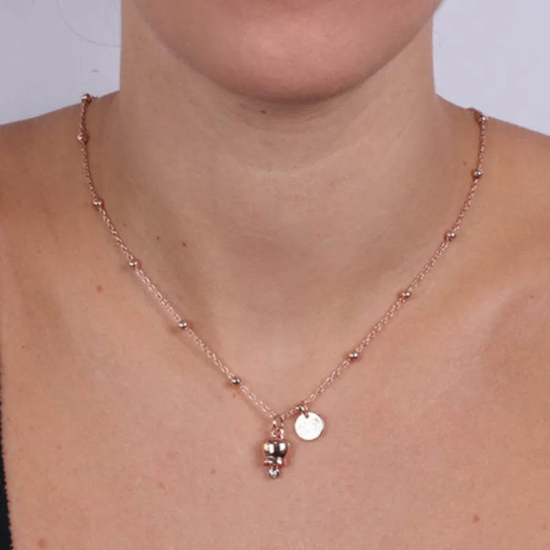 Collana in Metallo con campanella portafortuna pendente, impreziosita da cristalli - BYSIMON gioielli