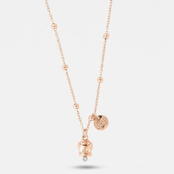 Collana in Metallo con campanella portafortuna pendente, impreziosita da cristalli - BYSIMON gioielli
