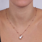 Collana in Metallo con campanella portafortuna pendente, impreziosita da smalto bianco e cristalli - BYSIMON gioielli