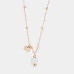 Collana in Metallo con campanella portafortuna pendente, impreziosita da smalto bianco e cristalli - BYSIMON gioielli