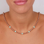 Collana in Metallo con sfere lucide ed effetto turchese