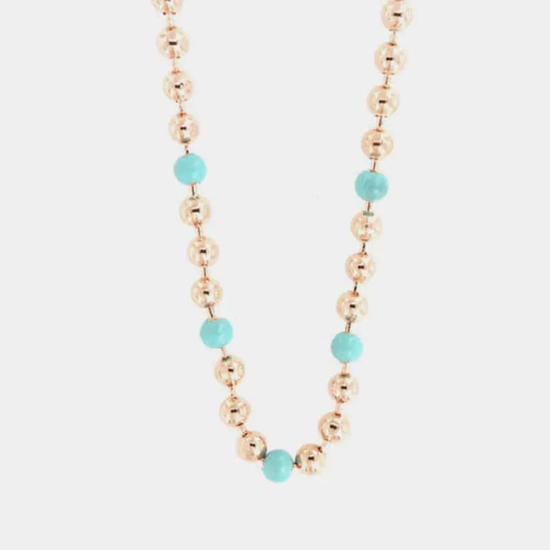 Collana in Metallo con sfere lucide ed effetto turchese