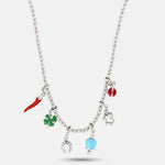 Collana in metallo con corno portafortuna napoletano e simboli | corno napoletano portafortuna | BYSIMON
