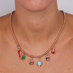 Collana in Metallo con corno napoletano, quadrifoglio, coccinella, campana capri - BYSIMON gioielli