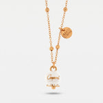 Collana in Metallo con campanella portafortuna pendente impreziosita da smalto bianco e cristalli