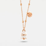 Collana in Metallo con campanella portafortuna pendente impreziosita da smalto bianco e cristalli