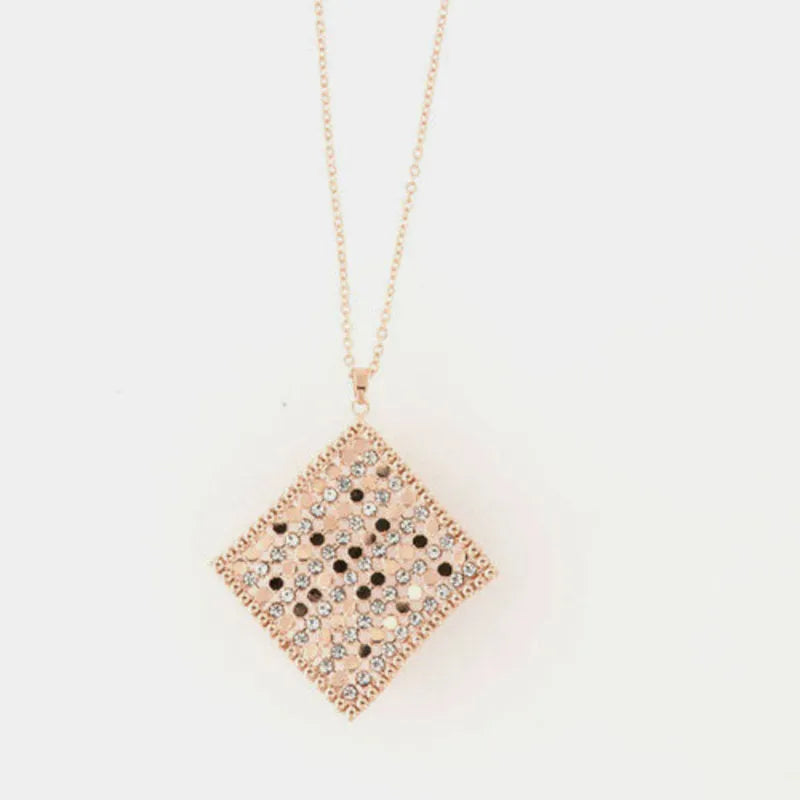 Collana in Metallo con pendente a forma di rombo impreziosito da cristalli