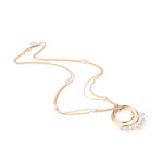 Collana in Metallo multifilo con pendente a cerchi, impreziosito da sfere effetto perla