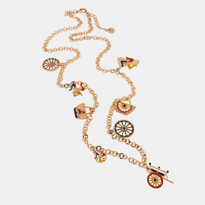 Collana in Metallo con charms siciliani, coffa siciliana, trinacria SICILY - gioiello BySimon