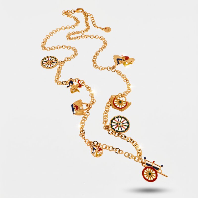 Collana in Metallo con charms siciliani, coffa siciliana, trinacria SICILY - gioiello BySimon