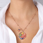 Collana in Metallo con pendente a disegno in stile marino, impreziosito da smalti colorati e trinacria siciliana SICILY - gio