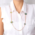 Collana in Metallo maglia rolò, con tamburelli impreziositi da disegni ispirati all'isola di Sicilia - BYSIMON gioielli
