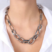 Collana in Metallo girocollo a catena a maglie larghe lucide