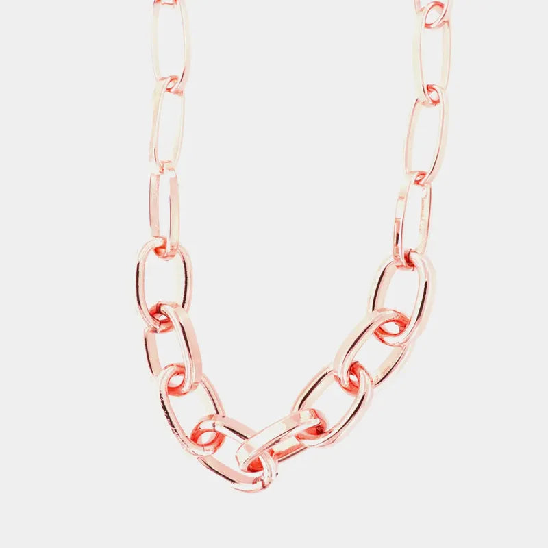 Collana in Metallo girocollo a catena con maglie larghe lucide