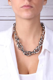 Collana in Metallo girocollo a catena con maglie intrecciate lucide