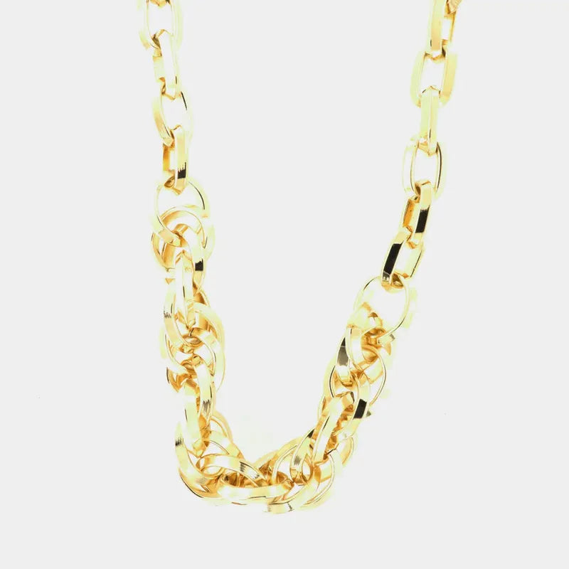 Collana in Metallo girocollo a catena con maglie intrecciate lucide