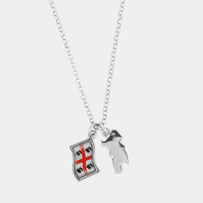 Collana in Metallo con  ciondolo a forma di bandiera sarda e isola di Sardegna