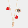 Collana in Metallo con ciondoli a forma dell'isola di Sardegna, bandiera sarda e cuori smaltati rossi