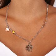Collana in Metallo con pendente a forma di fiocco di neve e dettagli natalizi