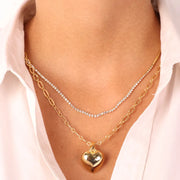 Collana in Metallo multifilo con cristalli e cuore