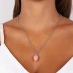Collana in Metallo con pendente a forma di pigna portafortuna smaltata rosa