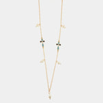 Collana in Metallo con dettagli in perle bianche e croci smaltate blu e nero