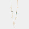 Collana in Metallo con dettagli in perle bianche e croci smaltate blu e nero