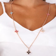 Collana in Metallo con croci pendenti con smalti e cristalli colorati