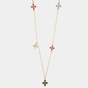 Collana in Metallo con croci pendenti con smalti e cristalli colorati