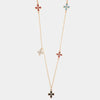Collana in Metallo con croci pendenti con smalti e cristalli colorati